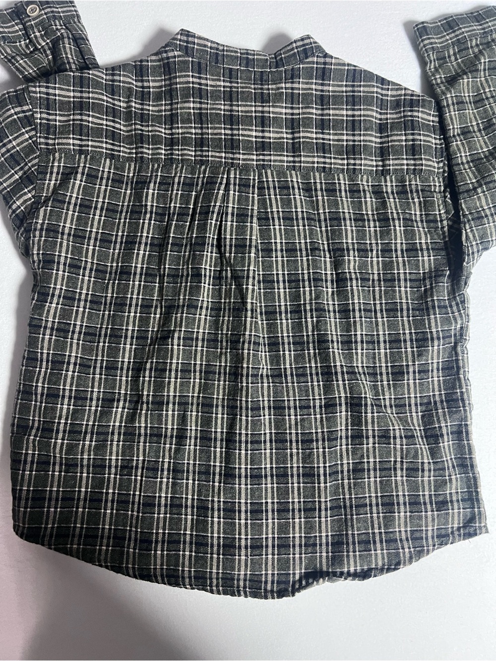Zara Kids Green Plaid Band-Collar Button-Down Shirt - Picture 2 of 3